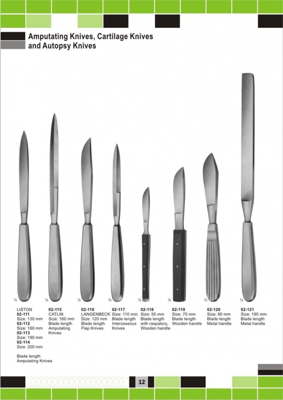 amputating knives,cartilaga knives and autopsy knives 