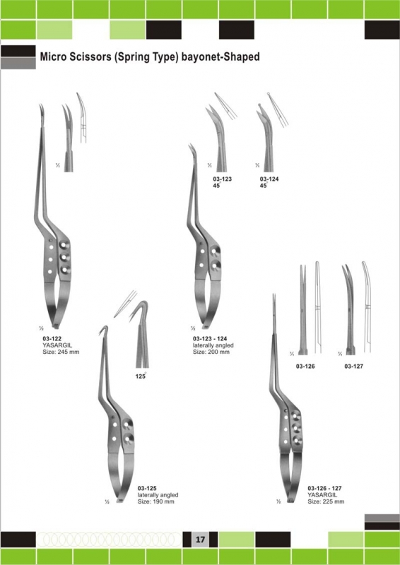 micro scissors(spring type)bayonet-shaped