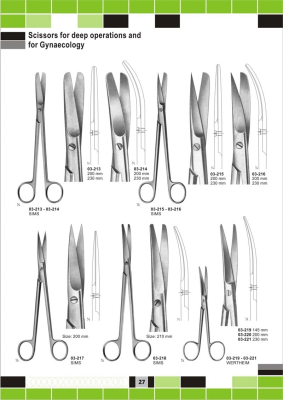 scissors for deep operations and for gynaecology 