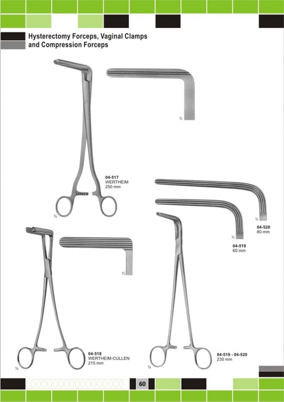 hysterectomy forceps, vaginal clamps and compression forceps