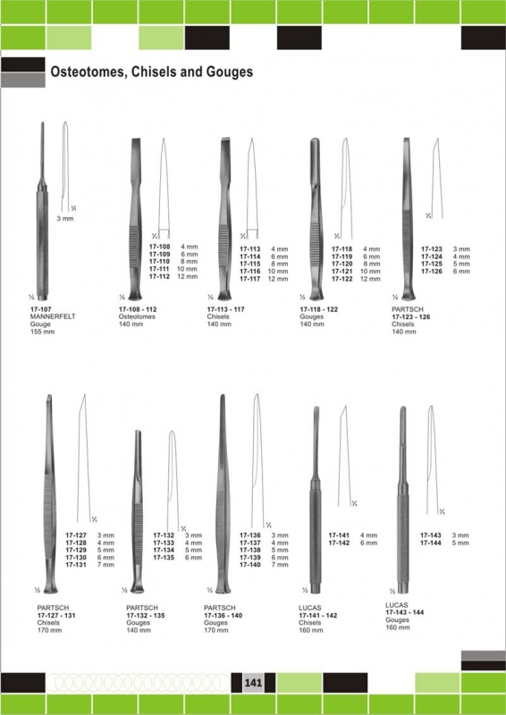 Osteotomes, Chisels and Rouges